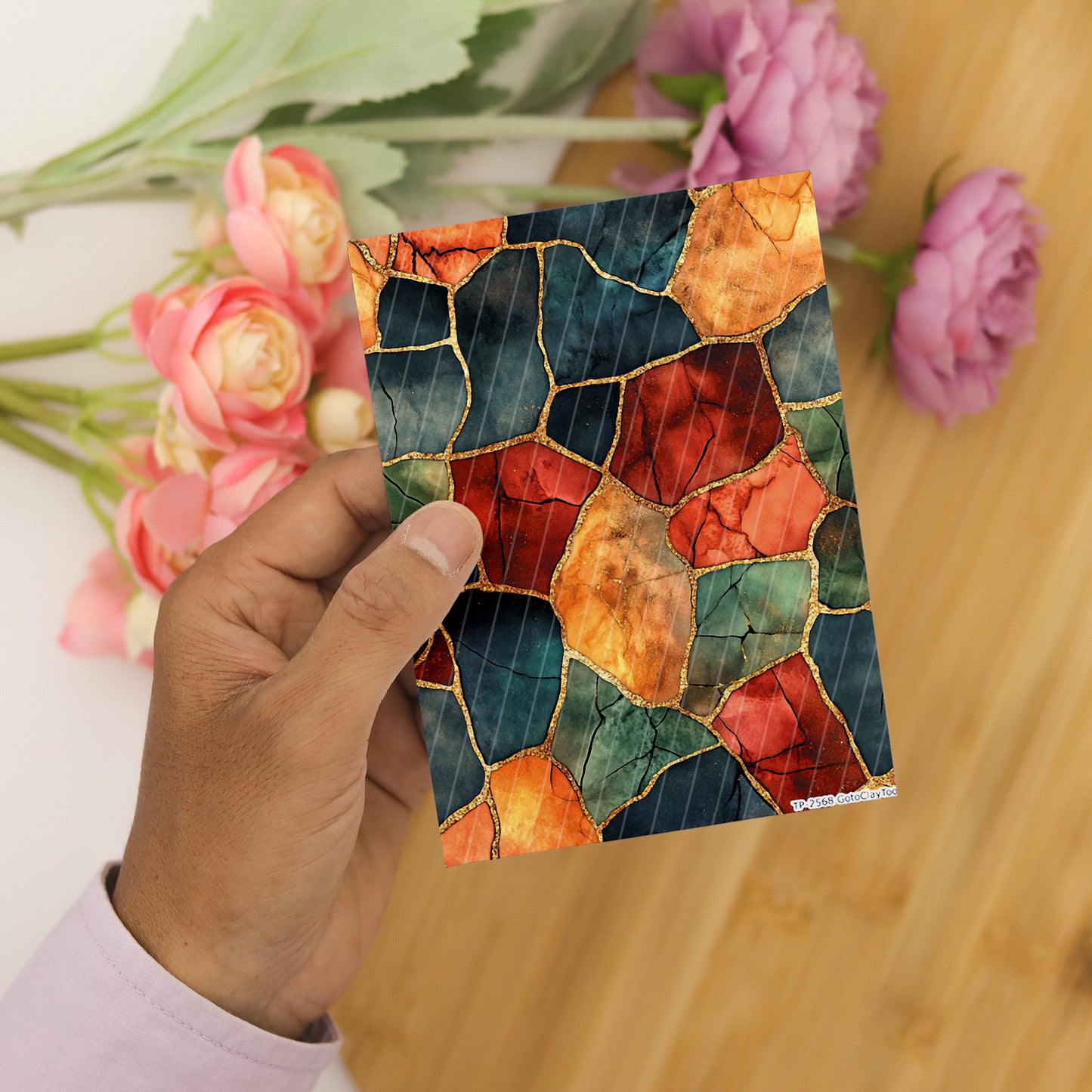Transfer paper for polymer clay, Colorful Stones, Clay water soluble transfer paper, Clay Transfers, Clay Transfer sheets