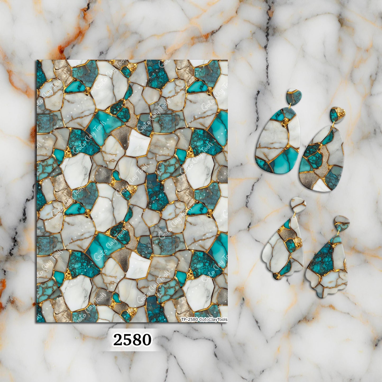 Turquoise Stone Clay Transfers: Water Soluble Paper (4x5.5 inches)