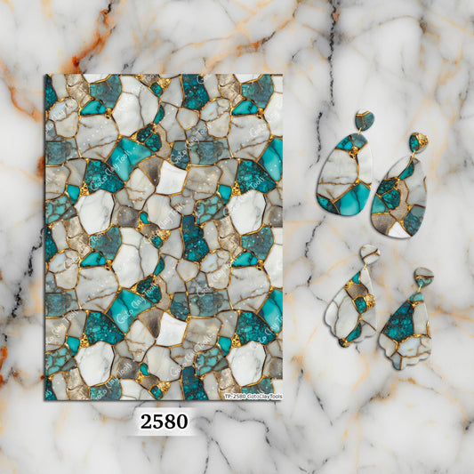 Turquoise Stone Clay Transfers: Water Soluble Paper (4x5.5 inches)