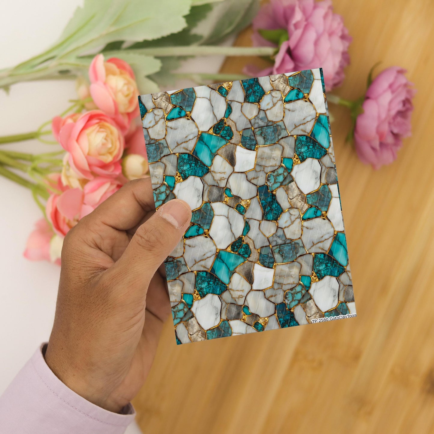Turquoise Stone Clay Transfers: Water Soluble Paper (4x5.5 inches)