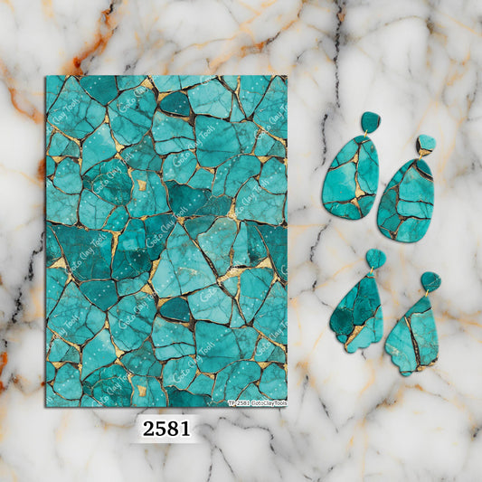 Turquoise Stone Polymer Clay Transfer Paper: Water Soluble Sheet #2581