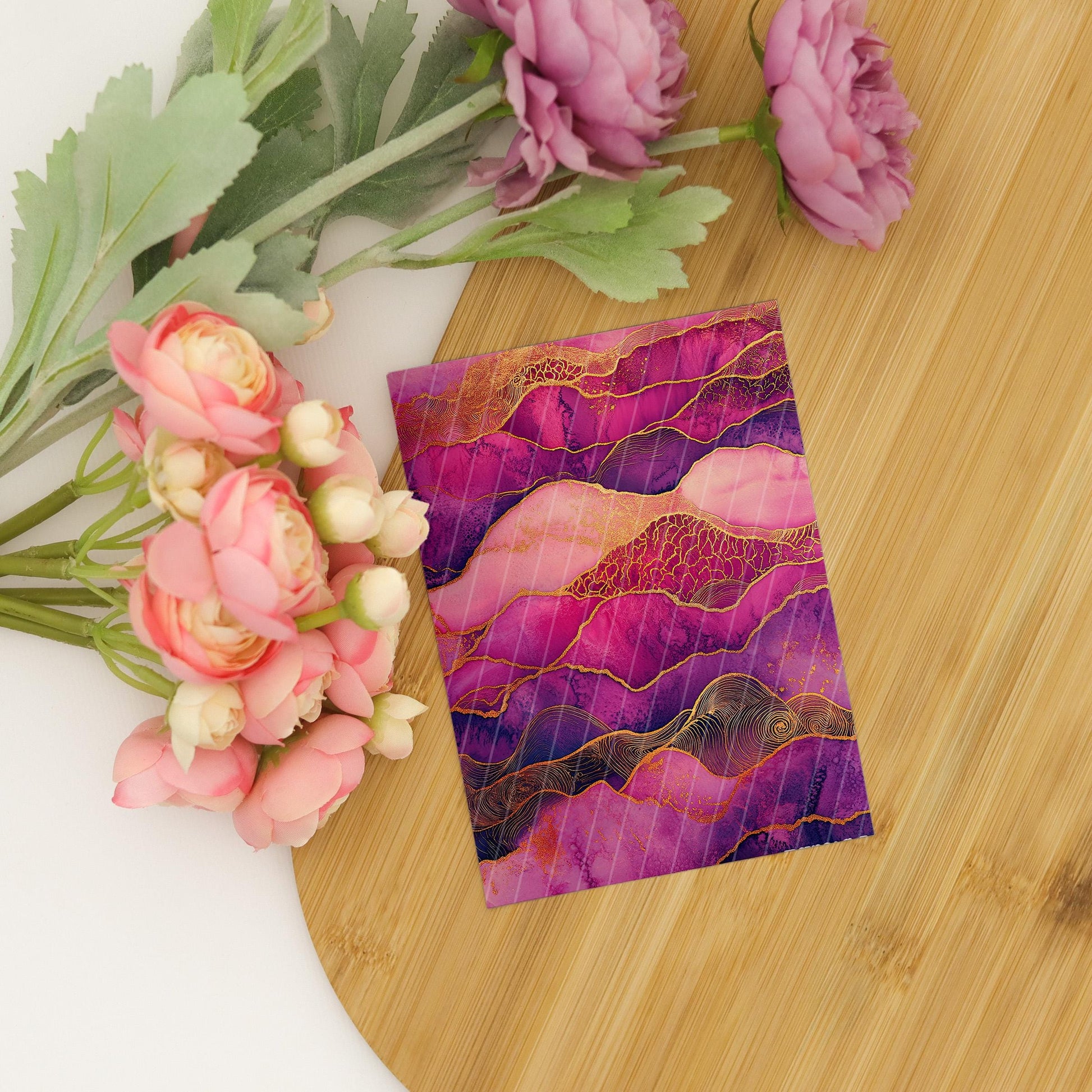 Pink & Purple Waves Transfer Paper for Polymer Clay (4x5.5 inches)