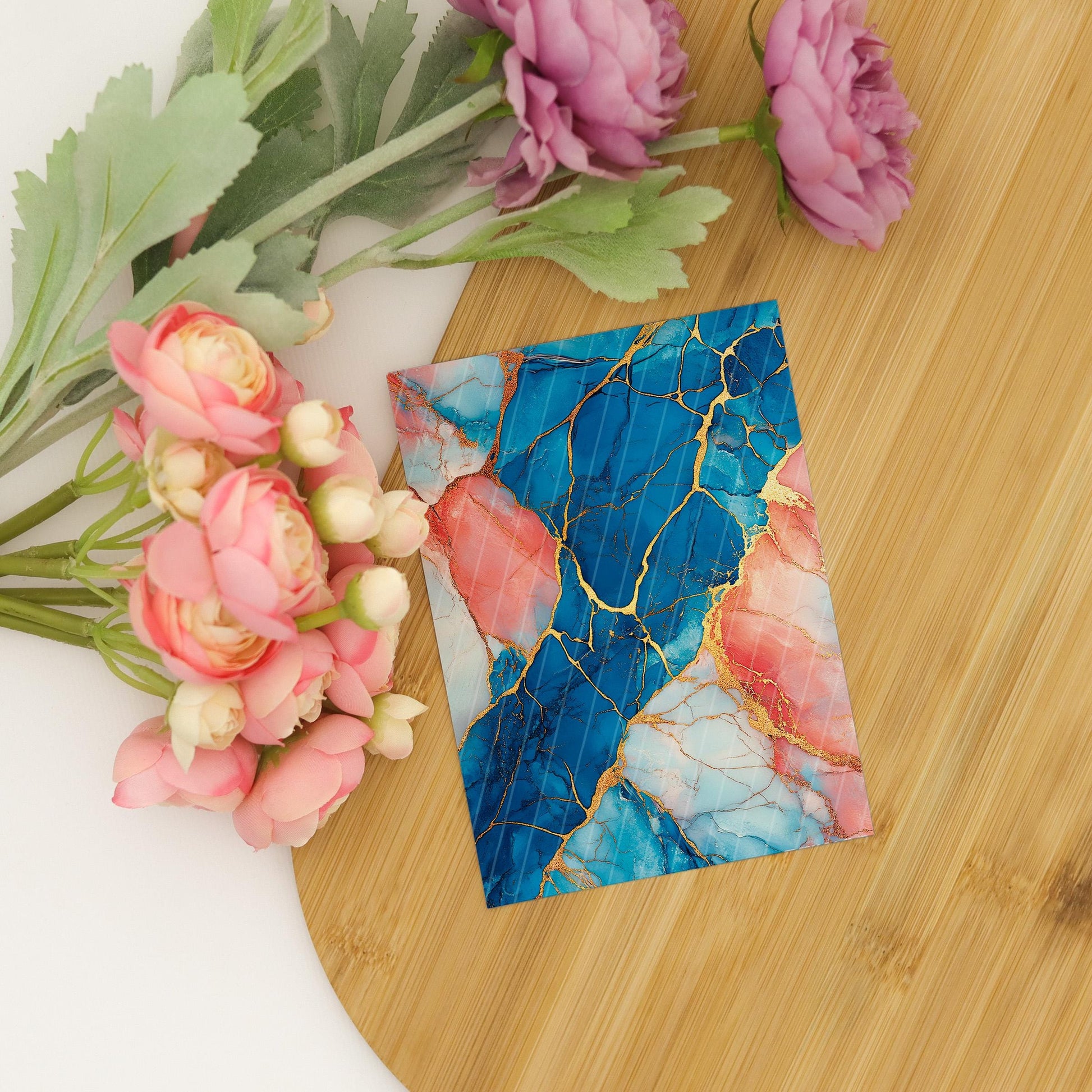 Transfer paper for polymer clay, Blue and Peach Marble, Clay water soluble transfer paper, Clay Transfers, Clay Transfer sheets