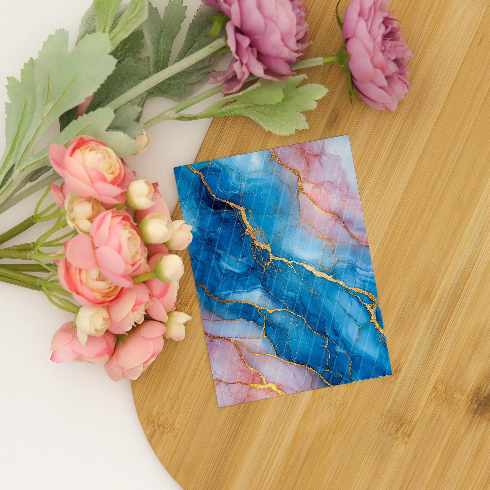 Transfer paper for polymer clay, Blue and Peach Marble, Clay water soluble transfer paper, Clay Transfers, Clay Transfer sheets