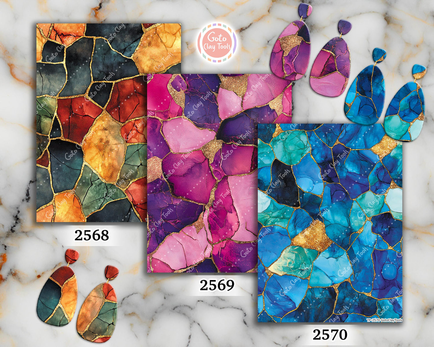 Transfer paper for polymer clay, Colorful Stones, Clay water soluble transfer paper, Clay Transfers, Clay Transfer sheets