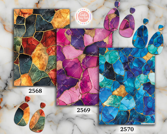 Transfer paper for polymer clay, Colorful Stones, Clay water soluble transfer paper, Clay Transfers, Clay Transfer sheets