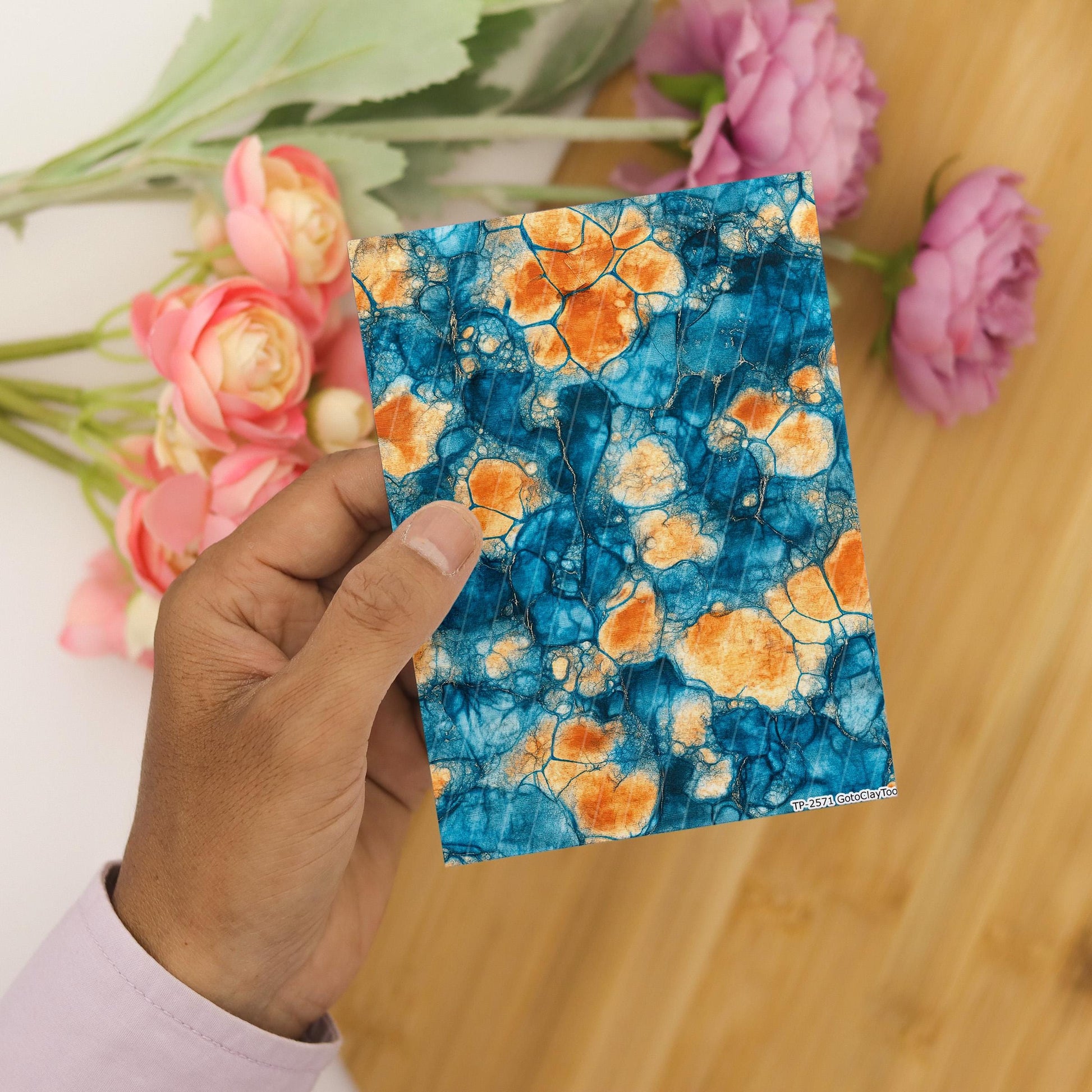 Transfer paper for polymer clay, Blue and Orange Stones, Clay water soluble transfer paper, Clay Transfers, Clay Transfer sheets
