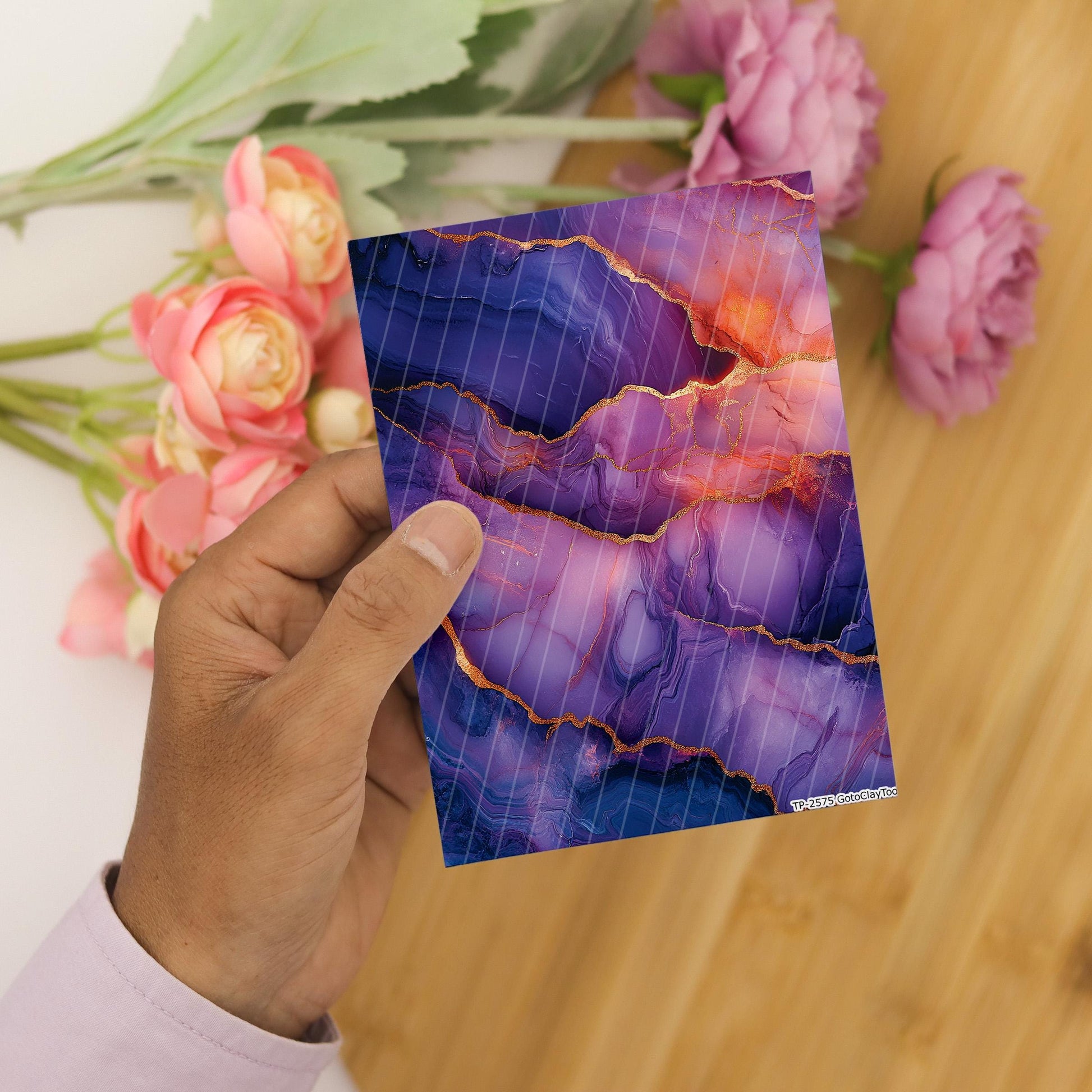 Transfer paper for polymer clay, Purple Marble, Clay water soluble transfer paper, Clay Transfers, Clay Transfer sheets