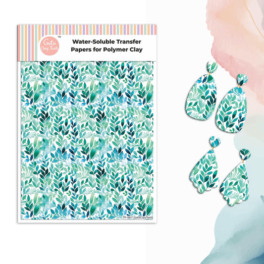 Watercolor Leaves Transfer Paper for Polymer Clay #867