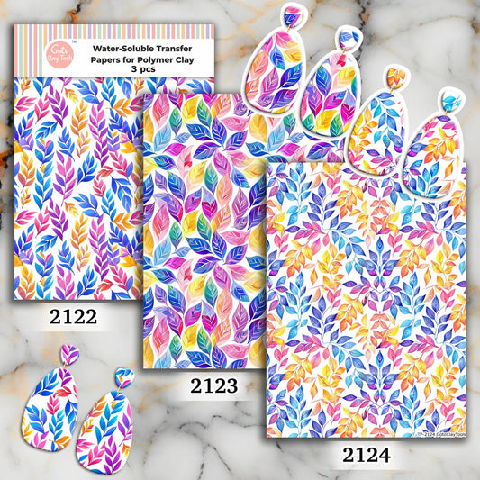 Colorful Leaves Polymer Clay Transfer Paper (4x5.5 inches)