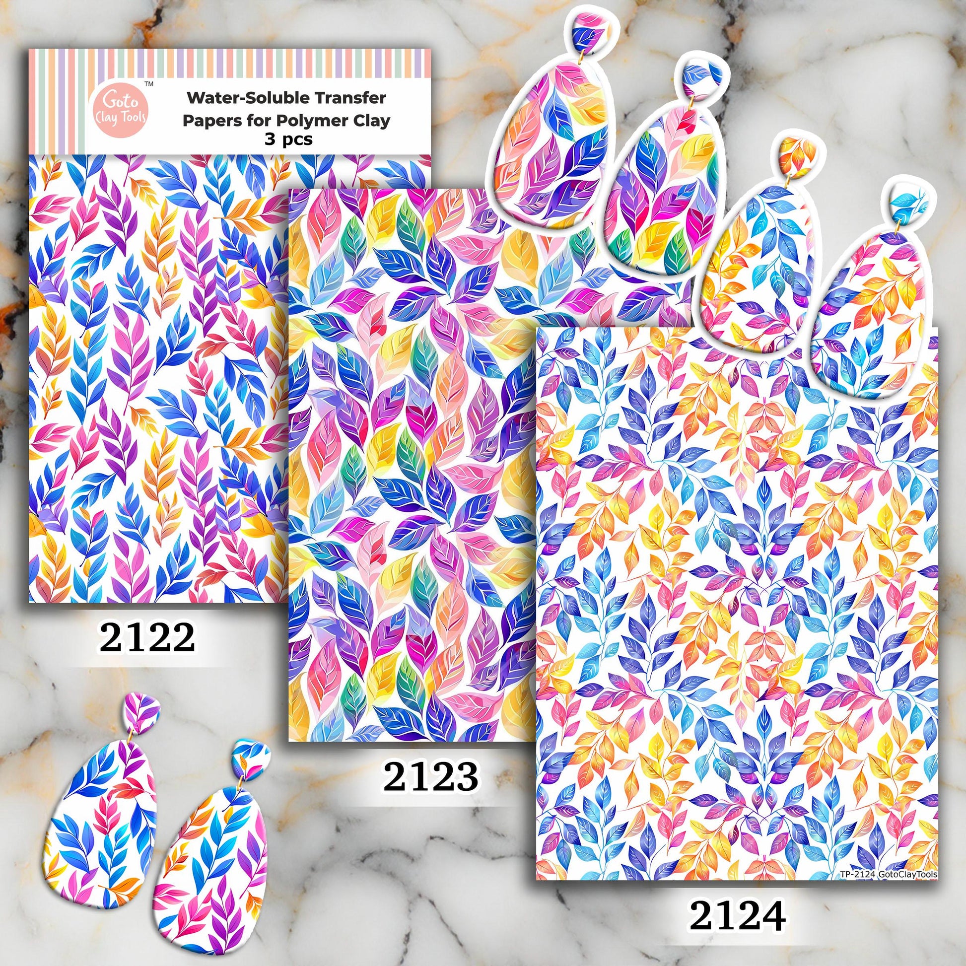 Colorful Leaves Polymer Clay Transfer Paper (4x5.5 inches)