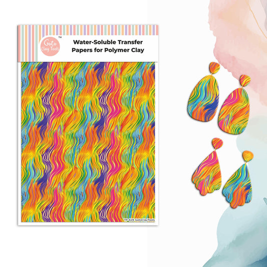 Colorful Strokes Transfer Paper for Polymer Clay: Water Soluble 4x5.5" #828