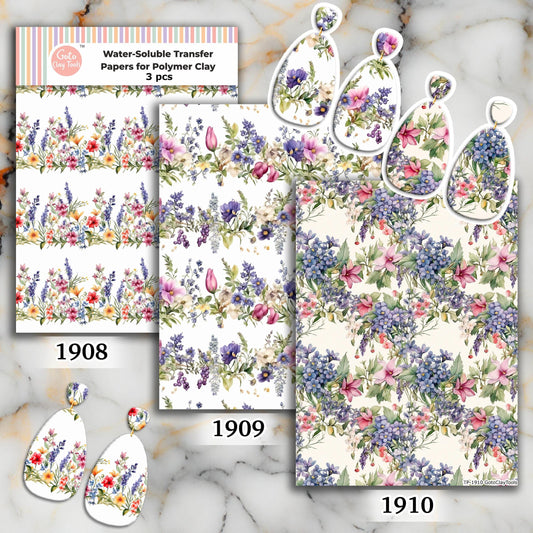 Floral Border Transfer Paper for Polymer Clay (4x5.5 inches)