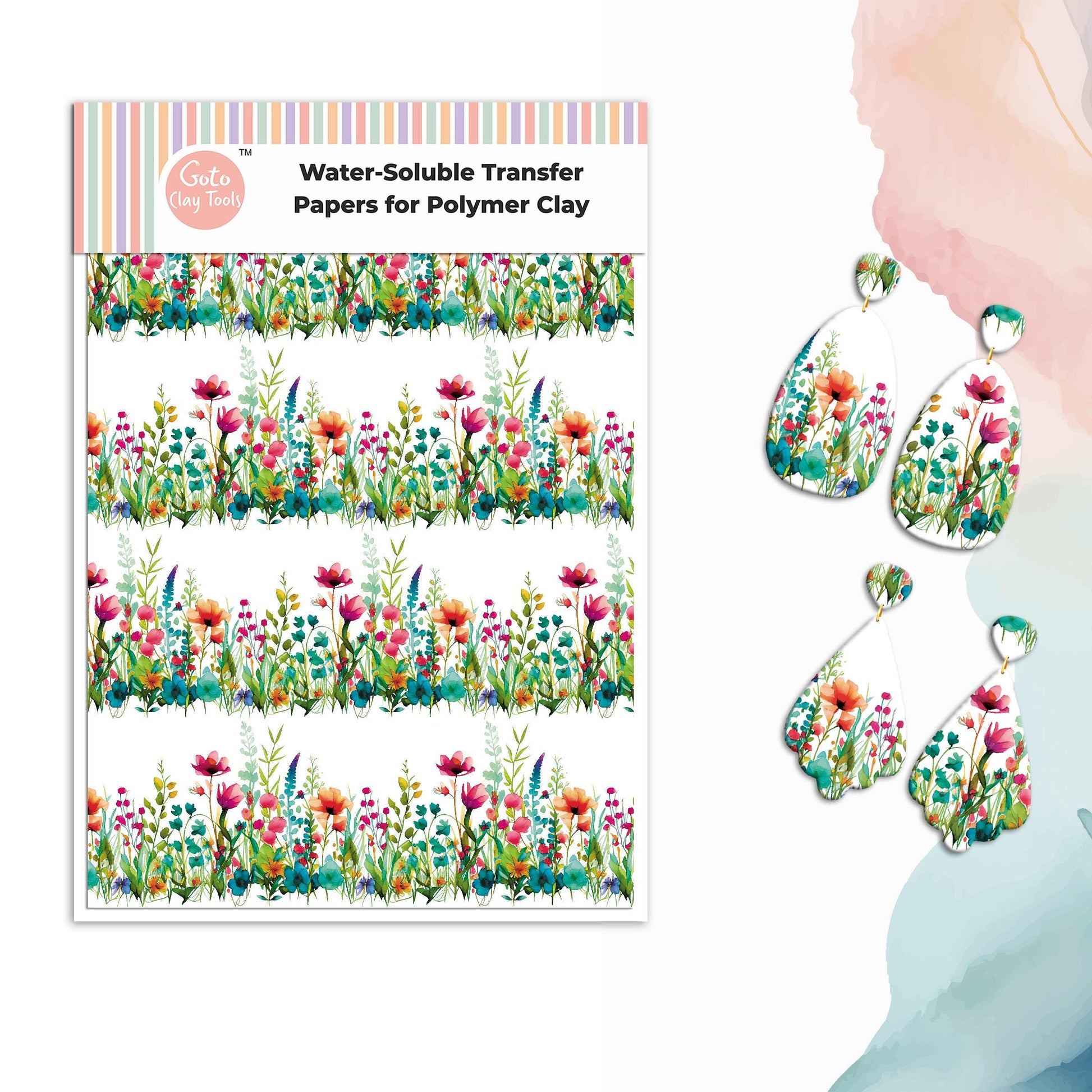 Wildflower Polymer Clay Transfer Paper: Water Soluble Image Transfers #797