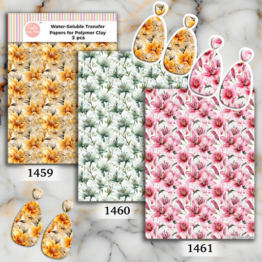 Lily Floral Water Soluble Transfer Paper for Polymer Clay
