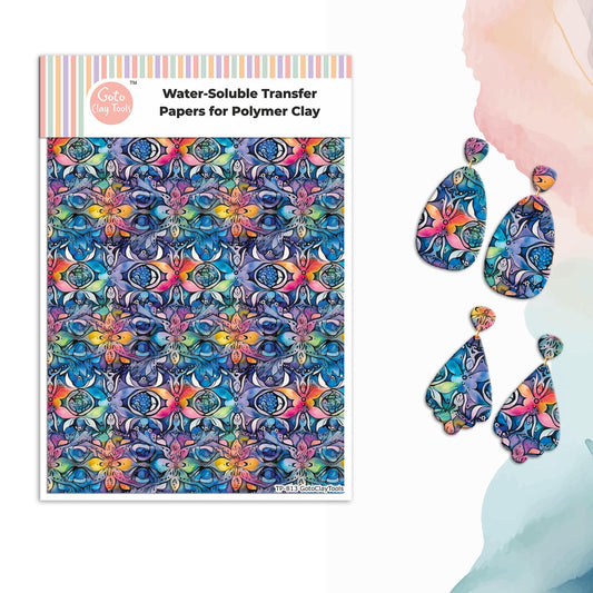 Tie Dye Polymer Clay Transfer Paper: Water Soluble Image Transfers #813