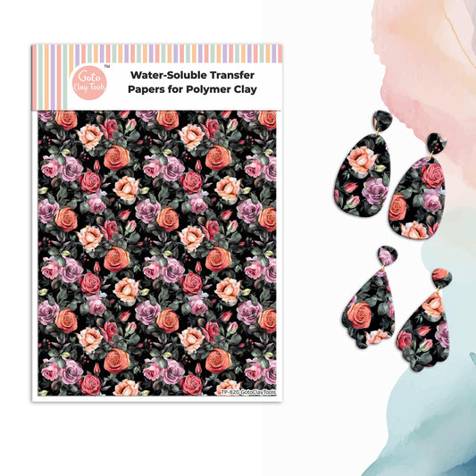 Watercolor Flower Transfer Paper for Polymer Clay: Water Soluble #820