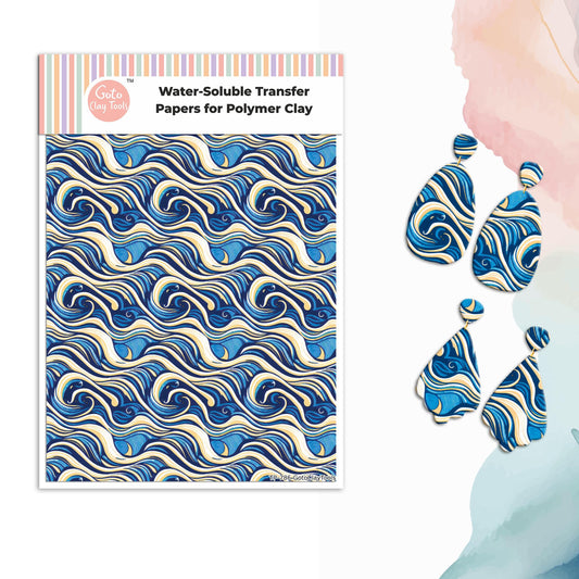 Watercolor Waves Transfer Paper for Polymer Clay: 4x5.5 in #786
