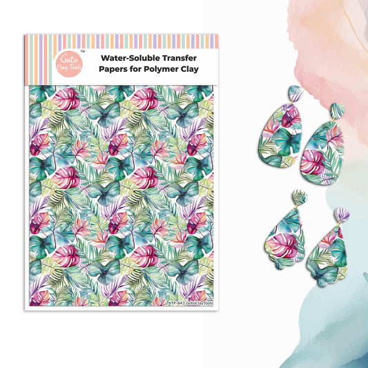 Tropical Monstera Polymer Clay Transfer Paper: Water Soluble #843