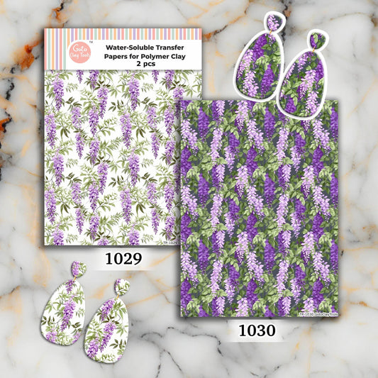 Lavender Vine Water Soluble Transfer Paper for Polymer Clay