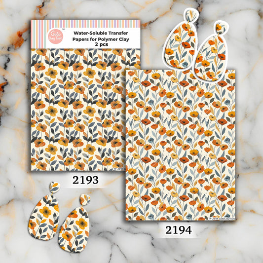 Transfer paper for polymer clay, Spring floral pattern, water soluble transfer paper, polymer clay image transfers, magic transfer paper