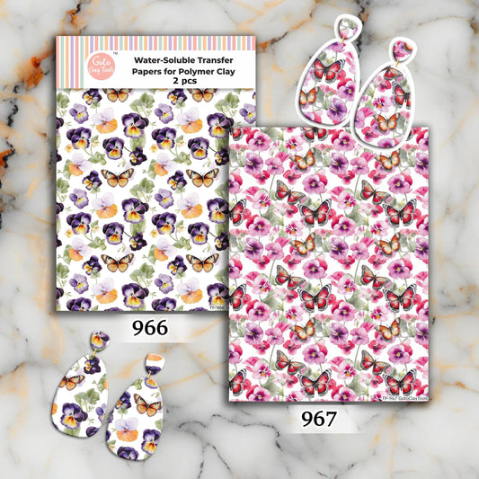 Butterfly Pansy Polymer Clay Transfer Paper: Water Soluble