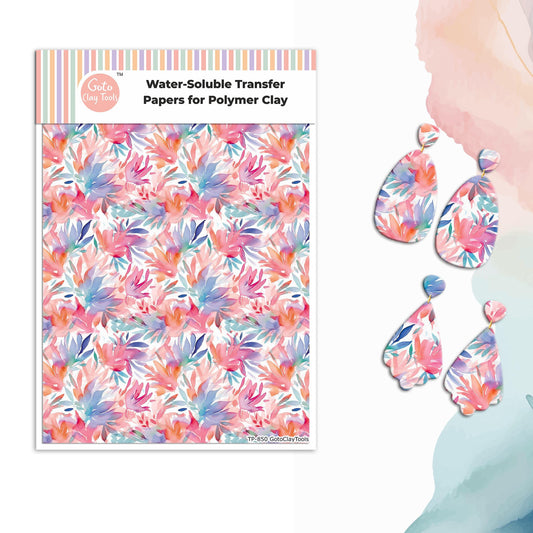 Watercolor Flower Transfer Paper for Polymer Clay #850