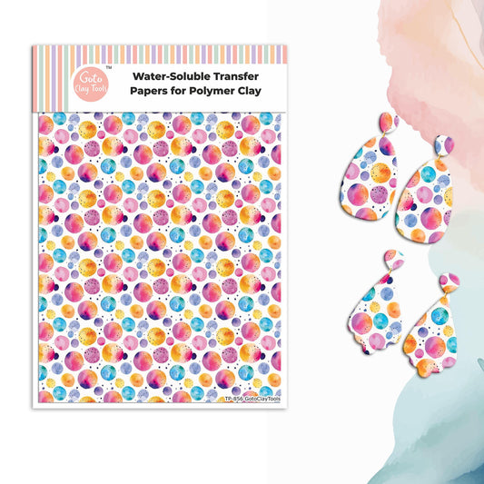 Watercolor Dots Transfer Paper for Polymer Clay #856
