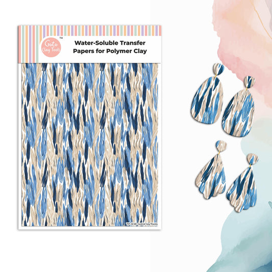 Blue Strokes Polymer Clay Transfer Paper: Water Soluble #838