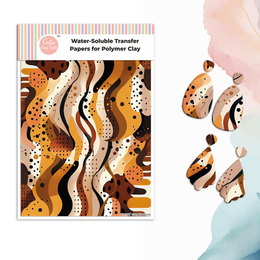 Brown Abstract Polymer Clay Transfer Paper: Water Soluble #787