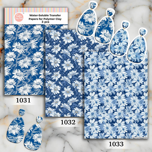 Blue Daisy Polymer Clay Transfer Paper: Water Soluble (4x5.5 inch)