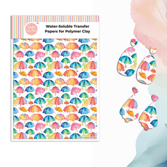 Umbrella Polymer Clay Transfer Paper: Water Soluble Image Sheet #857
