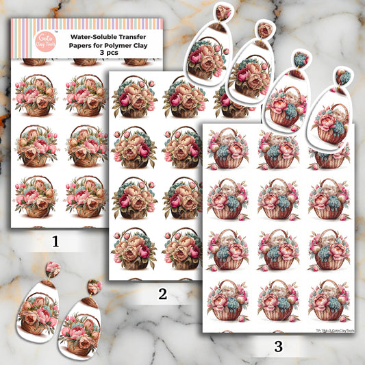 Flower Bouquet Transfer Paper for Polymer Clay (4x5.5 inches) #784