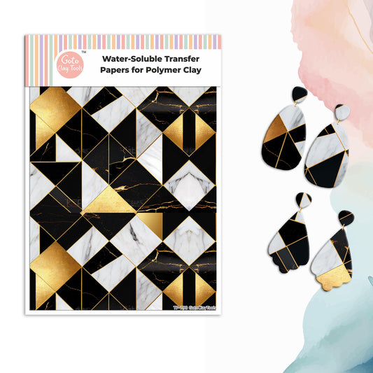 Black and Gold Marble Transfer Paper for Polymer Clay #790