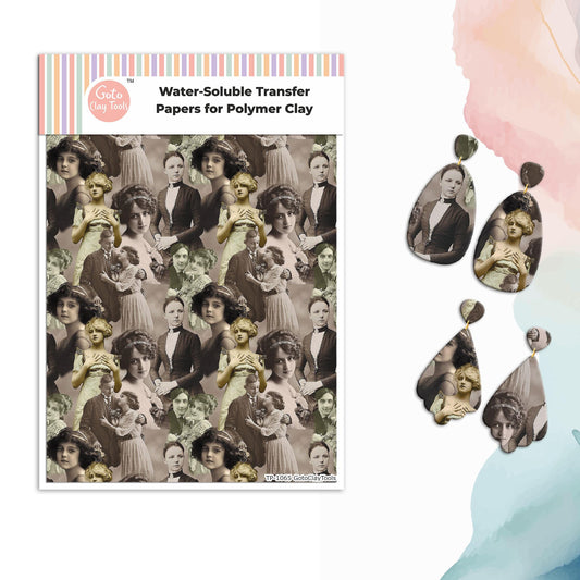 Vintage Lady Polymer Clay Transfer Paper: Water Soluble Image Transfers