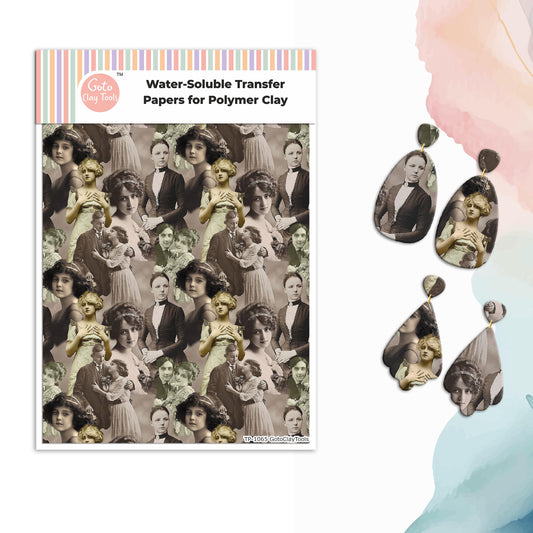Transfer paper for polymer clay, Vintage women, water soluble transfer paper, polymer clay image transfers, magic transfer paper #VLady-1065