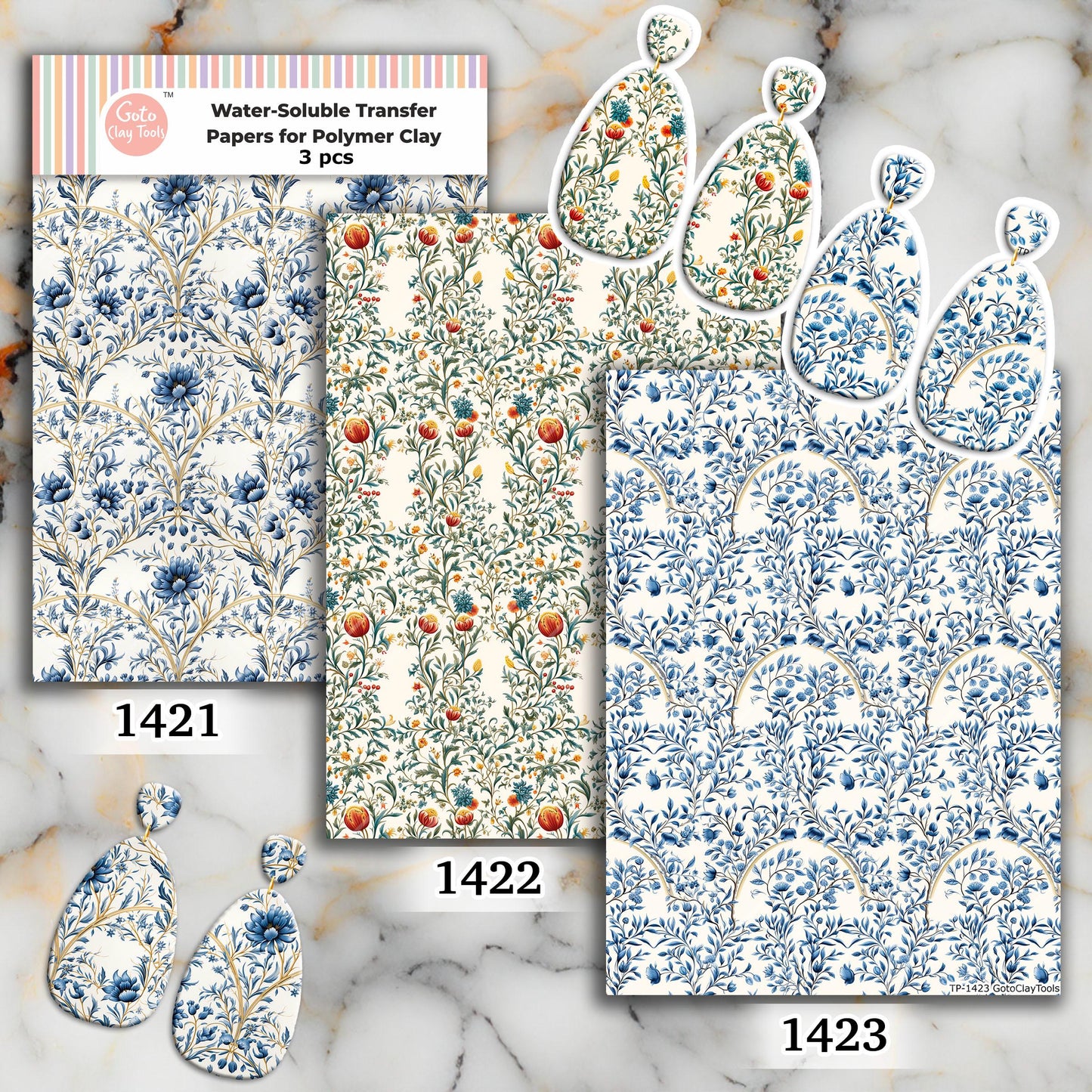 William Morris Floral Transfer Paper for Polymer Clay