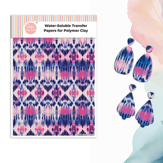 Tie Dye Polymer Clay Transfer Paper: Pink Marble Pattern #794