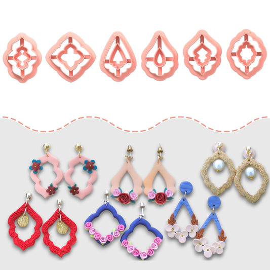 Retro Drop Earring Clay Cutters: Donut & Leaf Shapes, Set of 6