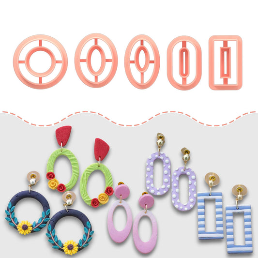 Polymer Clay Earring Cutters: Oval, Round, Rectangle, Donut - Set of 5 (CTCMB-1)