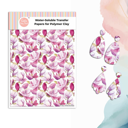 Watercolor Flower Transfer Paper for Polymer Clay #851