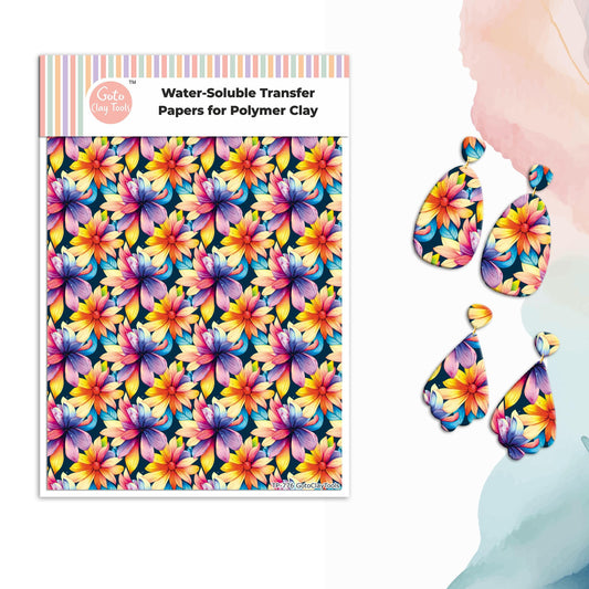 Floral Transfer Paper for Polymer Clay: Water Soluble Image Transfers #776