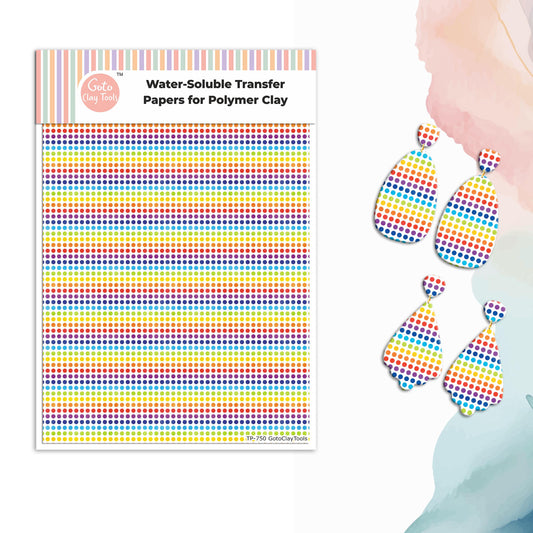 Rainbow Dots Transfer Paper for Polymer Clay: Water Soluble (4x5.5 inches) #750
