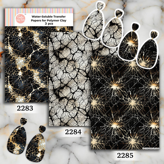 Water soluble Transfer paper for polymer clay, Black and gold marble transfer paper, polymer clay image transfers, magic transfer paper