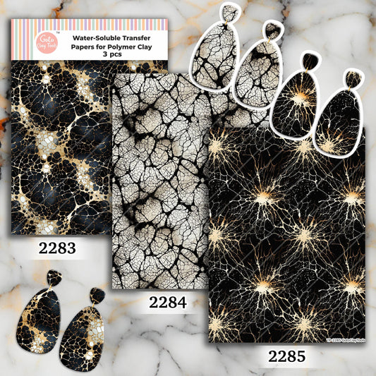 Black and Gold Marble Transfer Paper for Polymer Clay: Water Soluble 4x5.5"