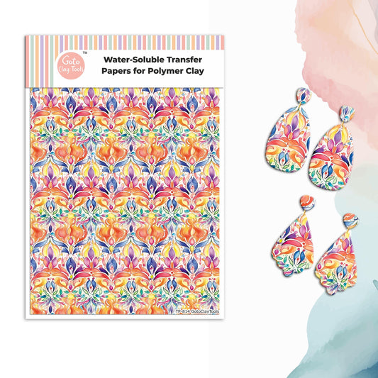 Damask Polymer Clay Transfer Paper: Water Soluble Image Transfers #814