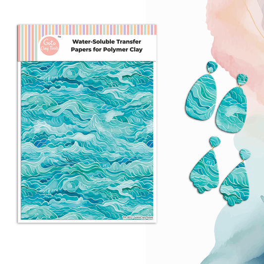 Watercolor Waves Transfer Paper for Polymer Clay (4x5.5 inches) #802