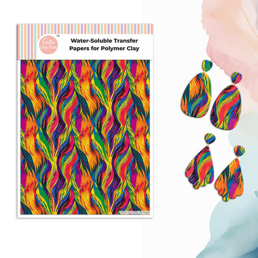 Colorful Waves Transfer Paper for Polymer Clay: Water Soluble (4x5.5 in) #819