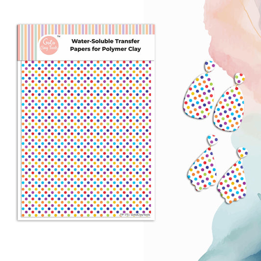 Watercolor Flower Transfer Paper for Polymer Clay: Water Soluble Dots, 4x5.5" #751