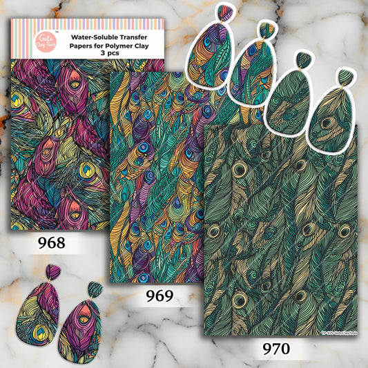 Peacock Feather Water Soluble Transfer Paper for Polymer Clay